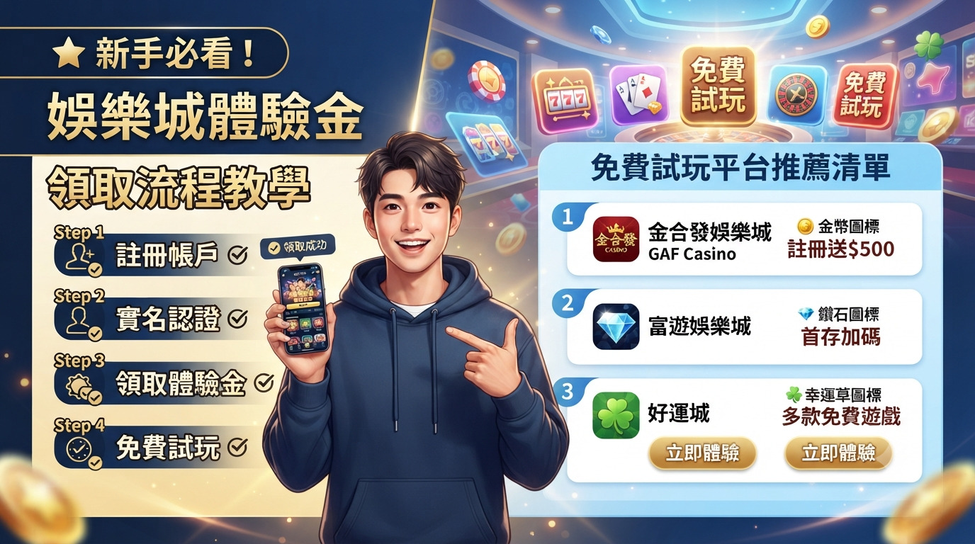 新手必看！娛樂城體驗金領取流程與免費試玩平台推薦清單